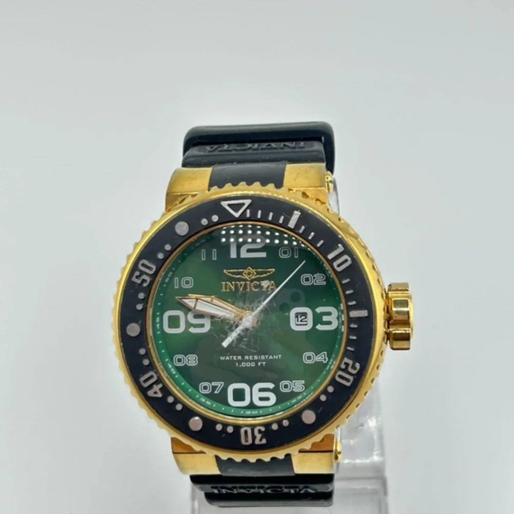Invicta pro driver 21521 Gold and Black Watch with Green Dial #591